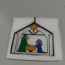 Nativity Scene Suncatcher Stained Glass Christmas Window Decor 5" The Savior is Born Suncatcher Christmas Jesus Window Ornament Hanging Holiday Housewarming Gift for Friends