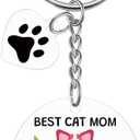 2 x Cat Mom Keychain Cat Lover Gifts for Women Pet Owner Gift Keyring Mother's Day Christmas Halloween Birthday Gifts for Sister Friend Teen Girls Daughter Mom Pet Lover Owner Acrylic Keychain for Women