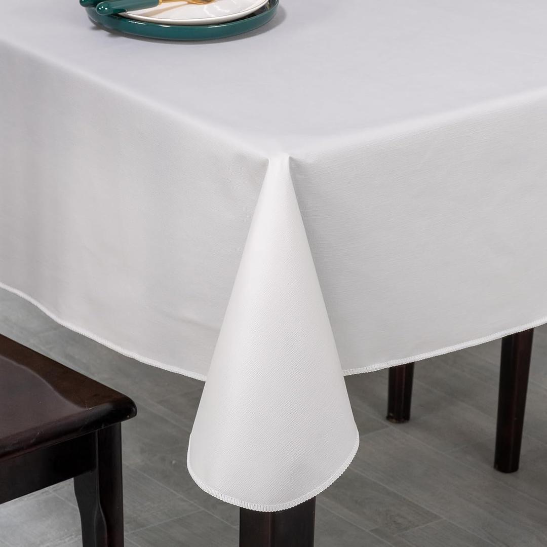 Elegant Rectangular Tablecloth, 100% Waterproof Vinyl, Solid Color Tablecloth, Modern Minimalist Style, Suitable for Dining/Gathering/Picnic/Kitchen Table Decoration(Light Gray,84"x60" Rectangular)