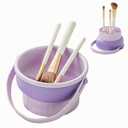 3 in 1 Silicone Makeup Brush Cleaner Bowl, Make up Brush Cleaner Mat with Makeup Brush Drying Holder and Comestic Brush Organizer, Paint Brush Cleaner