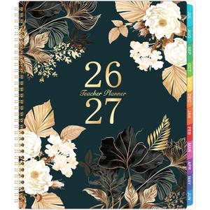 Teacher Planner 2026-2027 - 9'' x 11'', 2026-2027 Teacher Planner Academic Year, JULY 2026 - JUNE 2027, Weekly & Monthly Lesson Plan Book with Quotes, Twin-Wire Binding, Monthly Tabs, Back Pockets