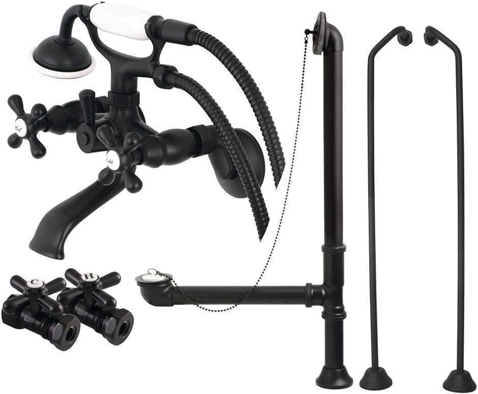 Kingston Brass CCK265MBD Vintage Clawfoot Tub Faucet Package, Matte Black, 25 x 15.75 x 7.31