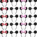 20 PCS Mouse Ears Headbands for Birthday Party Theme Park Costume Play Celebration for Boys and Girls (3color)