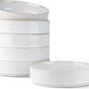 GBHOME 7.5'' Stoneware Pasta Bowls, Serving Bowls Set of 6 for Kitchen, Double Reactive Glaze Bowls for Fruit,Pasta,Salad,Oatmeal,Meal, Microwave Safe (6 pcs),Sugar White