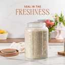 kitchentoolz Extra Large Mason Jar - 1 Gallon Glass Wide Mouth Jar with Airtight Wooden Lid, Food Storage Container with Measurement Markings For Kitchen Pantry, Pickling, Cookies, Flour & Sugar
