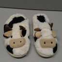 Boonble Fuzzy Cow Slippers for Women Men Adults, Fluffy Plush and Cozy Cotton House Slippers for Indoor Outdoor Bedroom, Warm Furry Cow Print Slipper for Winter Spring Fall, 40-41, Size: 7.5-8.5 Women/5.5-6.5 Men