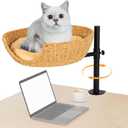 FAHKNS Cat Desk Bed, Adjustable Height, 360 Rotating cat Desk Bed,Cat Hammock for Desk Window, Supports up to 45lbs