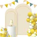 Gawicpy Wedding Arch Backdrop Stand Set Metal Arch Backdrop Stand with Wedding Arch Cover, Wedding Balloon Arch Backdrop Stand for Birthday, Baby Shower, Anniversary (Beige, 5.9FT+7.2FT)