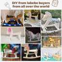 labebe - Wooden Rocking Horse, Baby Wooden Ride On Toys for 12M+, White Rocker Toy with Removable Fence, Toddler Riding Toy Indoor/Outdoor, Nursery Birthday Gift