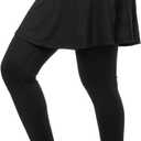 Xioker Women Skirted Leggings with Pockets, Tennis Skorts Skirts with Leggings Yoga Skorts Capris(Black Full Length XL)