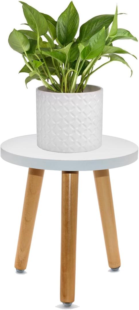 ARTORA Wood Plant Stand, Modern Plant holder Small Flower Pot Stool Decorative Planter Stand for Indoor Plants (White&Brown)