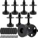 NEWBYTEK Furniture Leveling Feet Heavy Duty, Adjustable Furniture Feet Levelers Screw on Heavy Duty Desk/Chair/Cabinet/Dresser/Bench Leg Leveler, Round T-Nut Kit 3/8-16 Thread (8 Pack, Black)