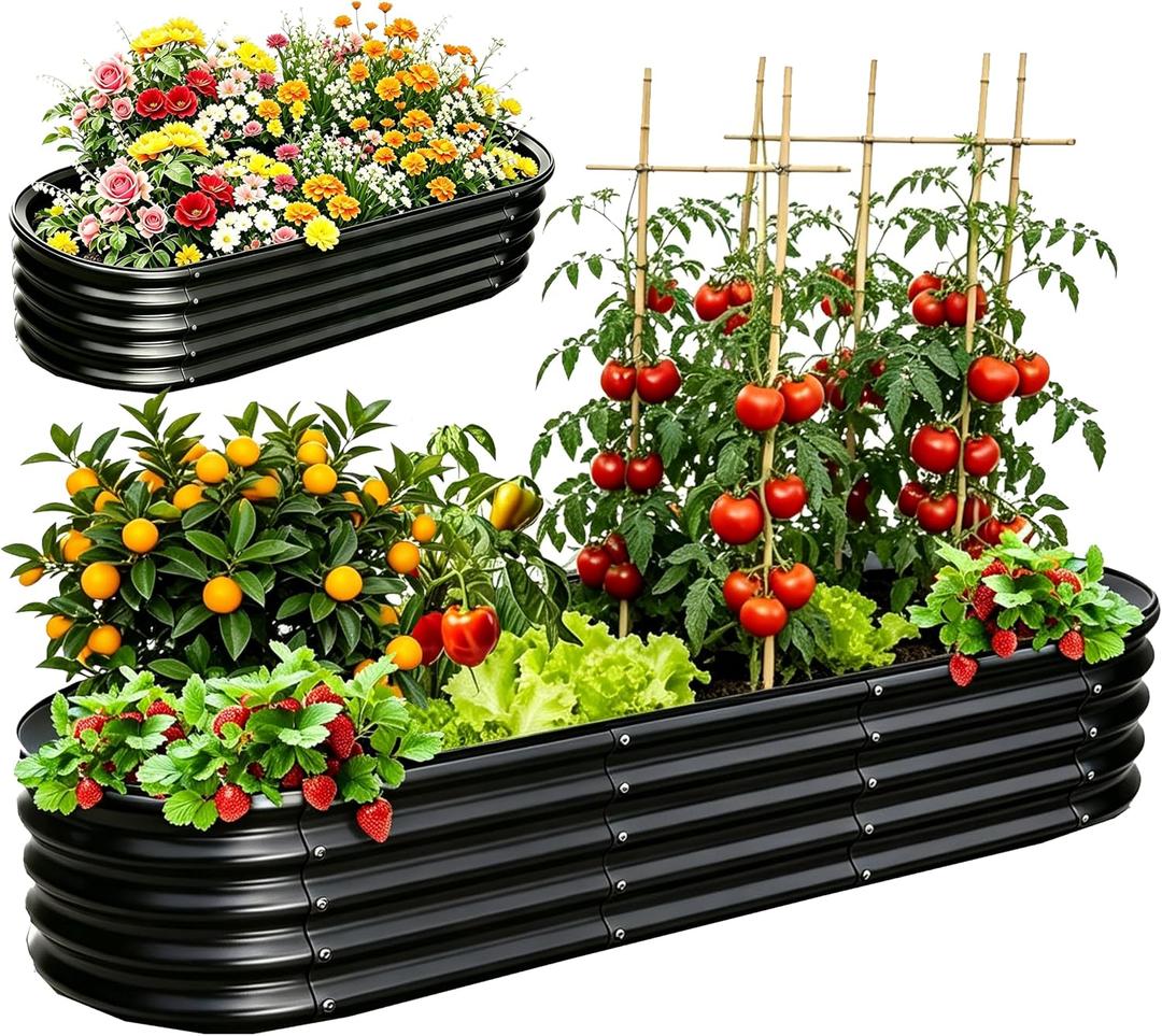 NestNature 17" Tall Galvanized Garden Bed,10-in-2 Modular Raised Garden Bed
