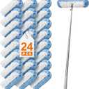 JOYMOOP 6 ft Extendable Duster Handle with 24 Heavy Refills, Compatible with Swiffer Duster Refills, Disposable Microfiber Dusting Pads for Home Cleaning, Ceiling, Fan, Window, Hard-to-Reach Areas