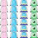 Bafeil 24 Pcs Monster Party Favor Drawstring Bags - Drawstring Gift Bags with Monster Designs, 4 Patterns Goodie Bags for Birthday, Holiday, and Party Supplies, 11.8x9.8 Inch