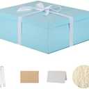 Extra Large Gift Box with Lid 17x13x6 Inches, Blue Gift Boxes for presents Packaging for Birthdays, Valentine's Day, Christmas, Anniversaries (Include Shredded Paper Fill, Envelope Card Ribbon)
