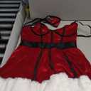 Avidlove Christmas Lingerie for Women Santa Lace Babydoll Sleepwear Halter Chemise Nightgown Nightwear (Medium)