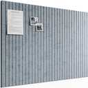 Bumusty Large Cork Board Alternative-48 x 36" Felt Bulletin Board Tiles, with 30 Pushpins, 70 Adhesive Tabs, Fine-Stripe 12-Pack, Cork Boards for Office Push Pin Board Felt Board-Blue Gray
