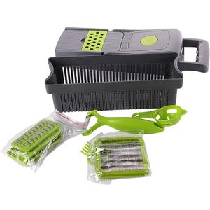 15PCS Kitchen Vegetable Chopper Set, Vegetable Dicer Stainless Steel Cutter with 6 Interchangeable Blades Food Chopper Home Kitchen Supplies for Vegetable, Fruits