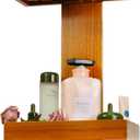 Utoplike Teak Shower Caddy Hanging, Shower Organizer Over Shower Head, Wooden Bathroom Shelf Holder with Hooks for Shampoo, Soap, Towels, No Drilling