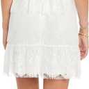 Juniors' Tiered Mini Corset Dress W/Lace Center, Back Zipper & Straps - Casual Daytime Spring & Summer Wear (White, L)- 13