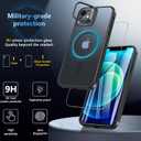 Fin2feel Magnetic for iPhone 12/iPhone 12 Pro Case with Screen Protector, Compatible with MagSafe, Built-in Stash Stand Phone Case Anti-scratch Shockproof Cover for iPhone 12/12 Pro(Translucent Black)