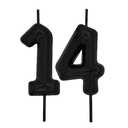 DERVENTA Number Candle Black 2.36 inch Party Celebration Anniversary Decoration Perfect Birthday Brunch Dessert Cake Topper 1 Piece (Number 14 Black)