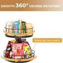 Snack Organizer - Versatile Snack Storage 2 Tier Lazy Susan with Convenient Grab-and-Go Design, Wood and Metal Snack Holder for Home, Office, Breakroom, 12.13" L x 12.13" W x 12.56" H