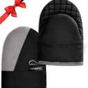 Mini Oven Mitts, Kitchen Oven Gloves Kitchen Mittens 500 Degrees Heat Resistant Baking Gloves, Non-Slip Silicone Surface with Hanging Loops Hot Gloves for Cooking, Baking, BBQ 1 Pair-Black