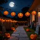 Halloween Lantern String Lights, 8.5Ft Pumpkin Lights with 10 Nylon Pumpkin,Jack O Lantern Decor Lights for Indoor Outdoor Halloween Party Patio Decor