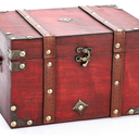 ELLDOO Vintage Treasure Chest, Pirate Keepsakes Box for Gifts, Wooden Storage Box Decorative for Jewelry Pearl Trinkets Cards, M