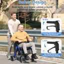 Walkers for Seniors with Seat, Walker Wheelchair Combo, 2 in 1 Rolling Walker Transport Wheelchair Lightweight Foldable, 10" Big Wheels Transport Chair with Brakes,Blue