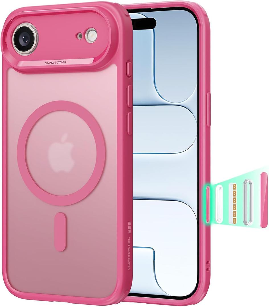 ESR for iPhone Air Case, Camera Control Cover, Compatible with MagSafe, Shockproof Military-Grade Protection, Magnetic Phone Case for iPhone Air, Classic Hybrid Case, Frosted Pink