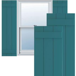 Ekena Millwork 16 1/8"W x 35"H True Fit PVC, Three Board Joined Board-n-Batten Shutters, Antigua (Per Pair - Hardware Not Included)