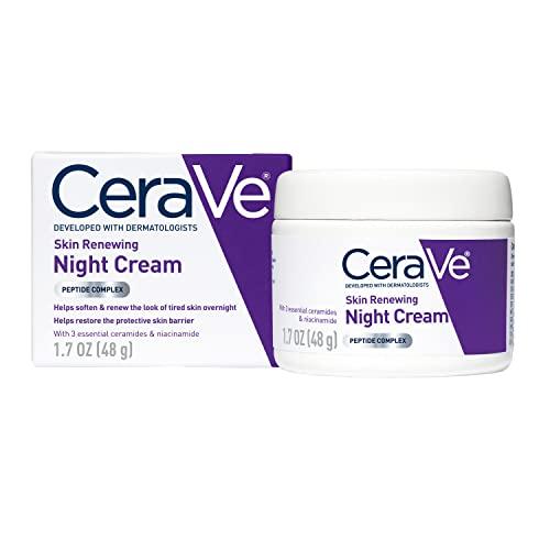 CeraVe Skin Renewing Night Cream, Niacinamide, Peptide Complex, and Hyaluronic Acid Moisturizer for Face, 1.7 Ounce