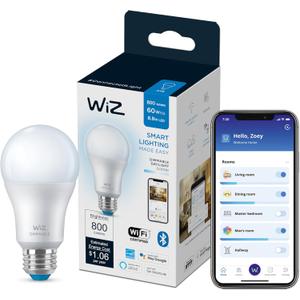 WiZ 60W A19 Daylight LED Smart Bulb - Pack of 1 - E26- Indoor - Connects to Your Existing Wi-Fi - Control with Voice or App + Activate with Motion - Matter Compatible