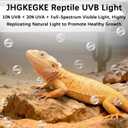T5 10.0 UVB Reptile Light Fixture Combo Kit, 8W High Output UVA UVB Light with Upgraded Wider Alloy Reflector for Bearded Dragons Lizards Tortoises and Other Desert or Tropical Reptiles (12.5Inch)