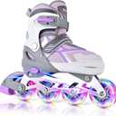 2PM SPORTS Torinx Inline Skates for Kids Boys Girls with Light Up Wheels, Adjustable Kids Roller Skates Blades for Adults Men Women Beginners, F Violet, Large - Youth (4-7 US)