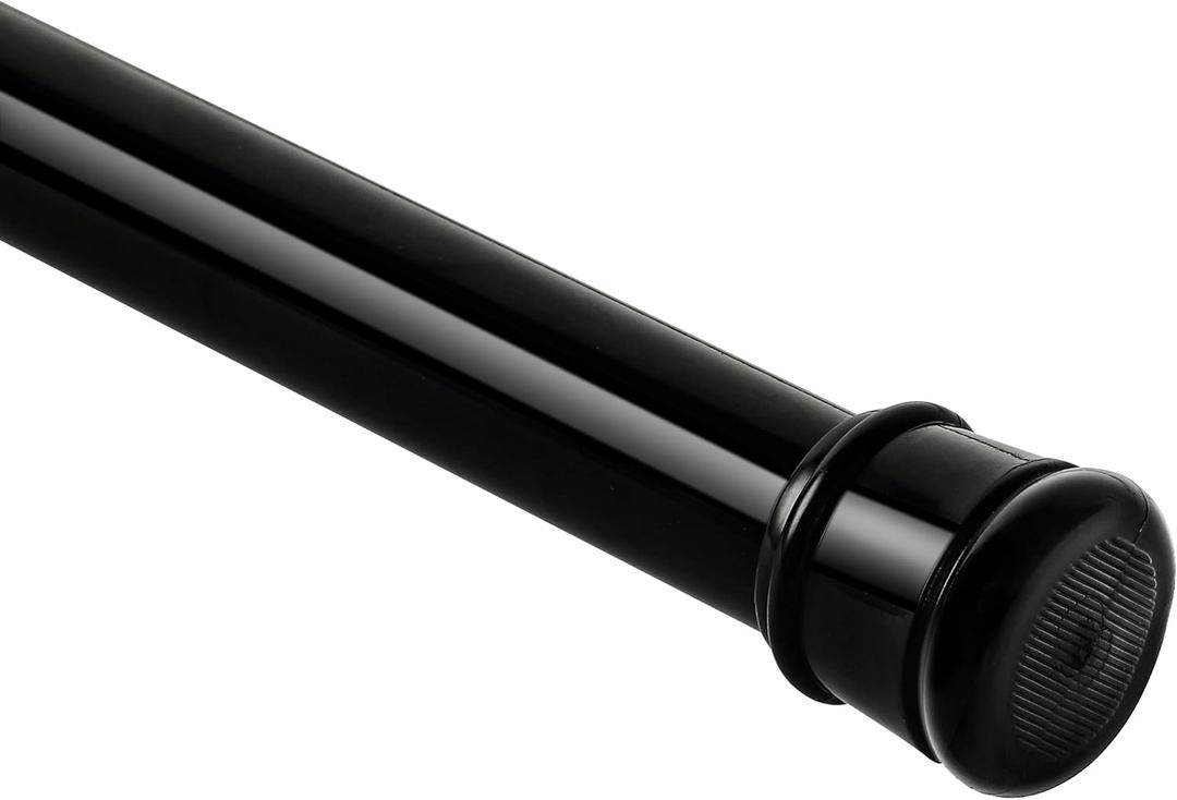 Shower Curtain Rod 56-104 Inch, 1"Diameter Spring Long Adjustable Tension Curtain Rods for Bathroom Windows Closet No Drilling No Rust, Black (56-104Inch)