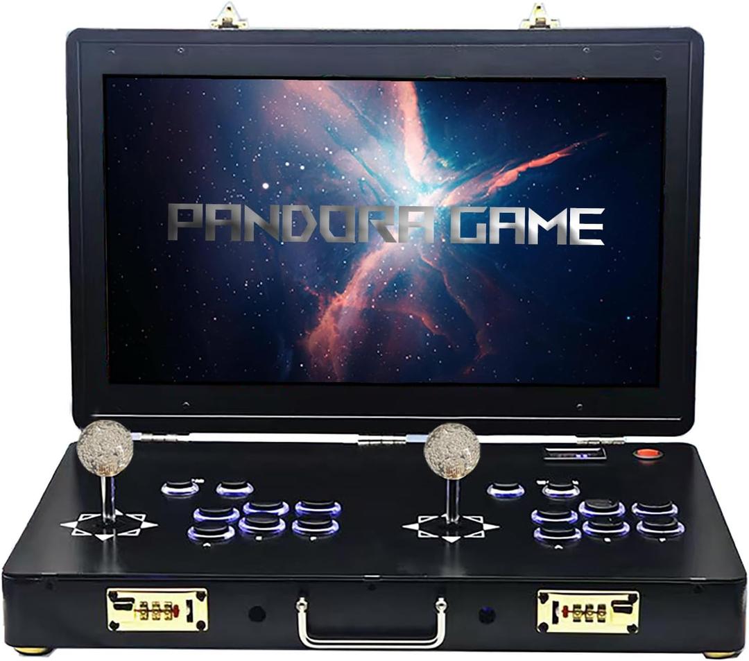 20 inch Portable Arcade Game Console, Plug and Play Game Machine, with 30000 Retro Games, Pandora Box 3D, Metal Case with Lock, 20000mah Rechargeable