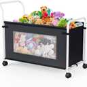 KEEGH Extra Large Toy Box for Kids with 360 Rotating Wheels, Heavy Duty Toy Chest for Boys and Girls, Toy Storage Organizer for Kids, Toy Bins for Living Room, Nursery, Bedroom(Black)