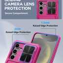 ATATOO for Samsung Galaxy S24 Wallet Case, Built-in Card Holder(Store 4-5 Cards) & Slide Camera Cover, Military Grade Protection, Women Men Cute Sturdy Phone Case for Galaxy S24 6.2", Hot Pink