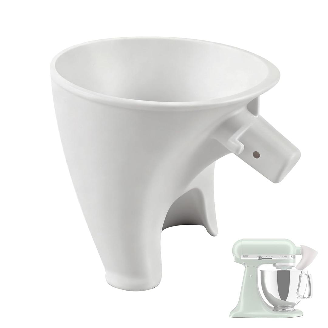 Flour Funnel Compatible with Kitchen Aid Mixer, Stand Mixer Attachment, Easy Pour Mess Free Attachment, Easy to Clean, Flour Funnel Accessories for Pouring Sugar, Flavoring, Eggs and Water