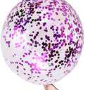 Purple Confetti Balloons, 36 Inch 4 Pcs Jumbo Latex Purple Glitter Confetti Party Balloons for Halloween/Carnival Decoration/Graduation/Anniversary Decoration Supplies