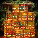 Janlaugh 16 Pcs Tiki Totem Box Decor with Light, Luau Party Decorations for Hawaiian Birthday Party Tropical Aloha Decor 9.84" x 7.09" Tiki Lighted Gift Boxes for Garden Patio Porch Outdoor Decor