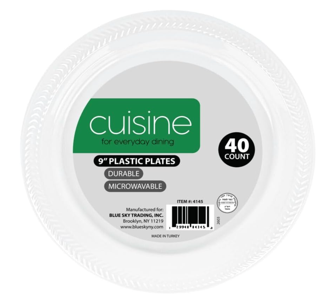 400 Pack 9 in Disposable Round Plastic Plates Heavy Duty White Party Plates