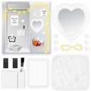 2 x 14 Pcs Locker Accessories Kit Back to School Essentials White Heart Mirror for School Locker, Whiteboard, Mini Locker Rug, and Organizing Supplies Backing for Girls in Middle School