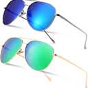 SUNGAIT Women's Lightweight Oversized Aviator Sunglasses - Mirrored Polarized Lens Classic Style