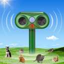 Solar Ultrasonic Animal Repellent, Cat Repellent Outdoor with Motion Sensor, Waterproof Cat Deterrent, Repel Raccoon, Dogs, Squirrels, Fox, Skunk, Rabbit, Deer Deterrent