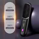 2026 New Go Brush Pro for Short Hair, Portable Straightener Brushs for Travel, with LCD Temperature Display,Fast Heating Cordless Mini Hair Brushs (Black)